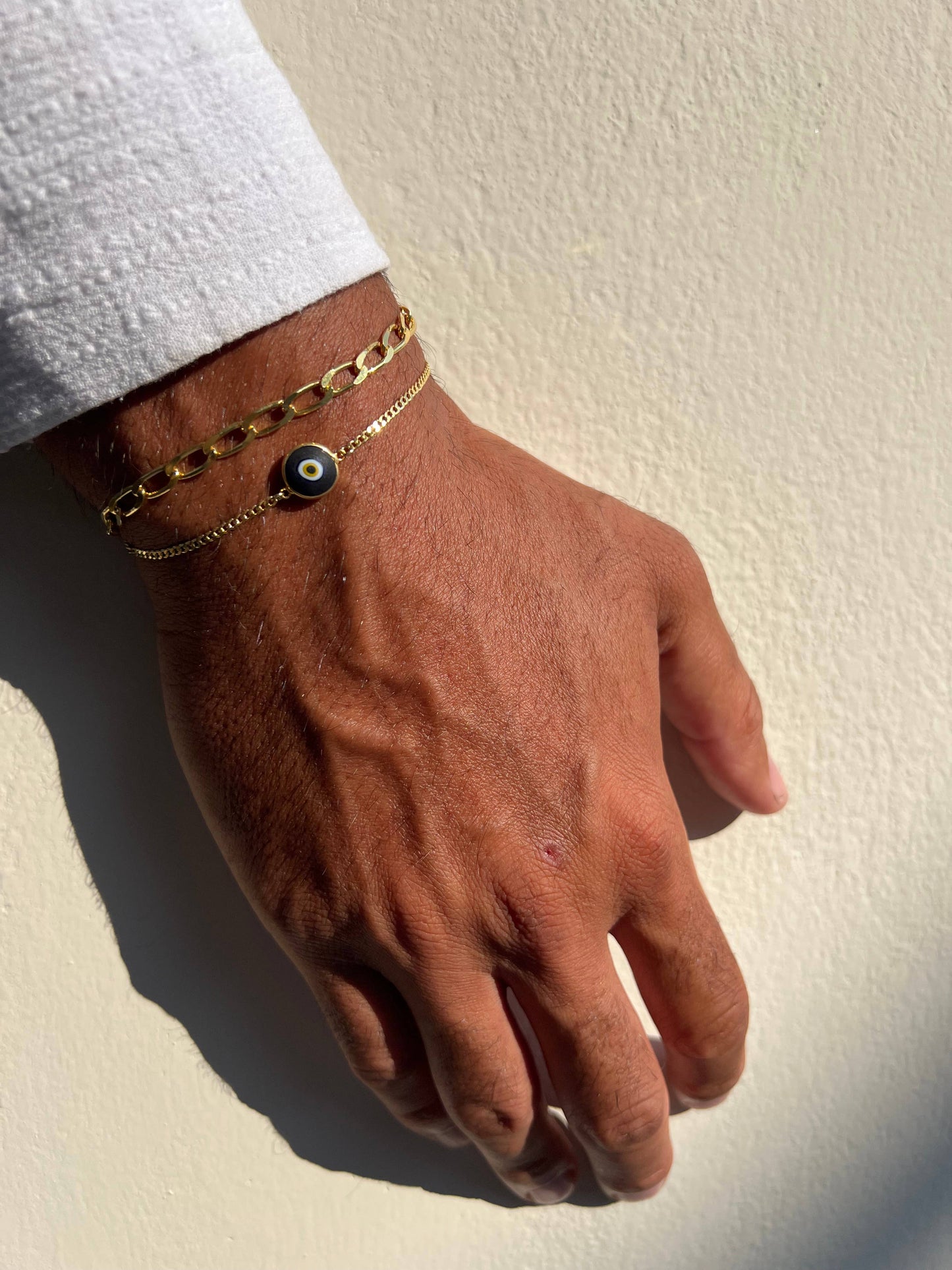 Men's Gold Evil Eye Bracelet, Protection Bracelet Men, Gold: 21cm / Chain Bracelet