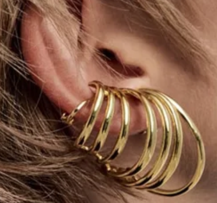 HoopLa Style - Whirlwind Earring. The Multi pierced  look Climber Ear Cuff: Yellow Gold