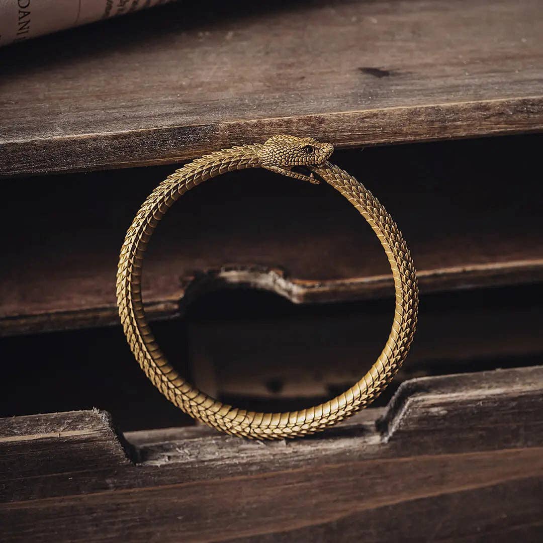 Ouroboros Bracelet: Brass / 2.3"