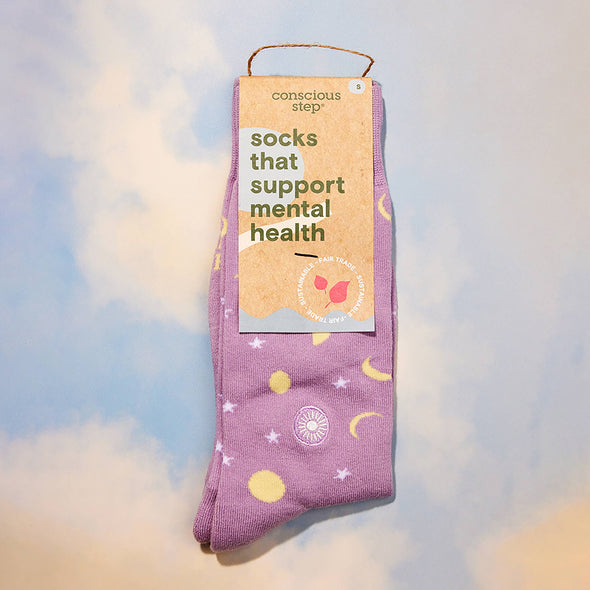 Socks that Support Mental Health (Purple Moons): Medium