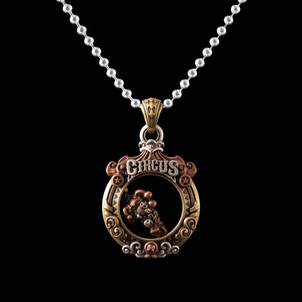 Circus Pendant: 21" / Brass / 4mm Black Ball Chain