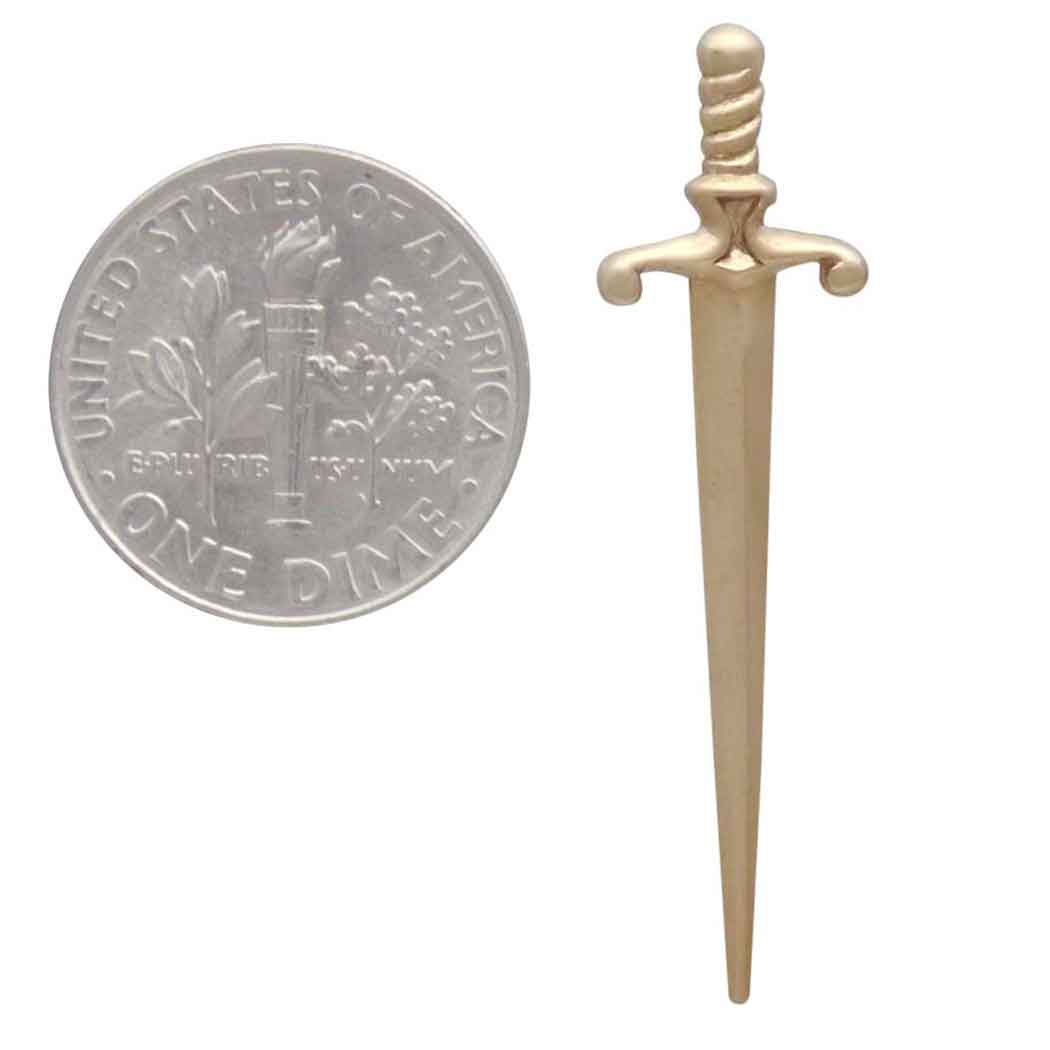 Bronze Large Sword Post Earrings 35x9mm