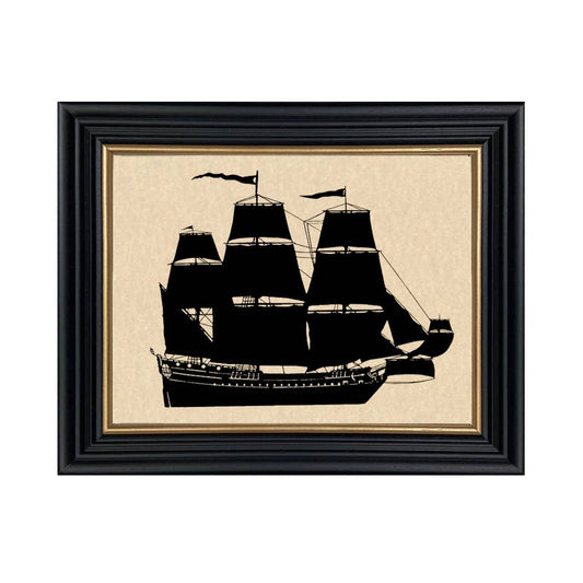 8"x10" Jamestown Ship Paper Cut Silhouette in Wood Frame