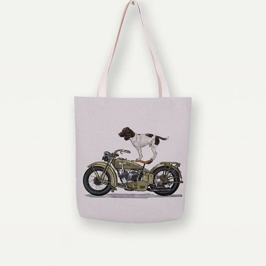 Dog On Motorcycle Canvas Tote Bag, Handbag