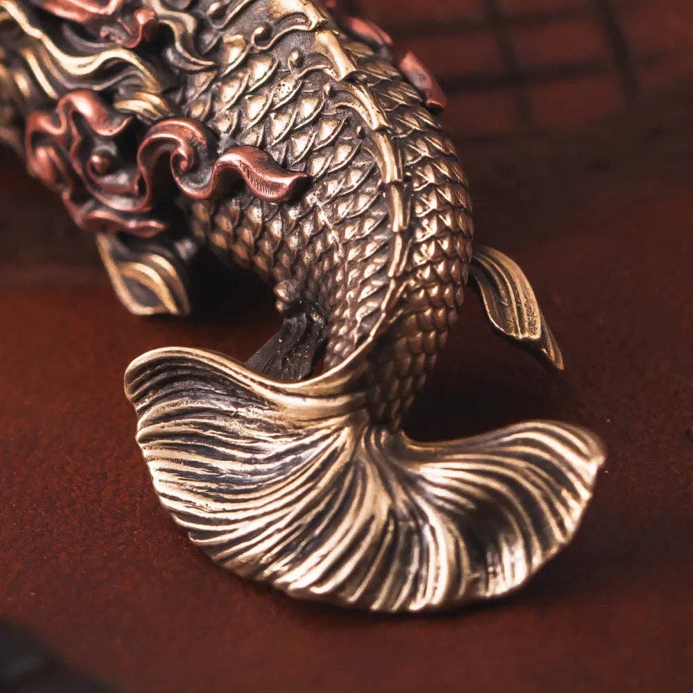 Dragon Fish Pendant: Brass