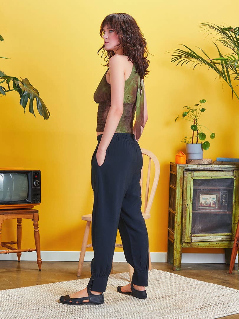 Stylish Black Trousers With Elastic Waist