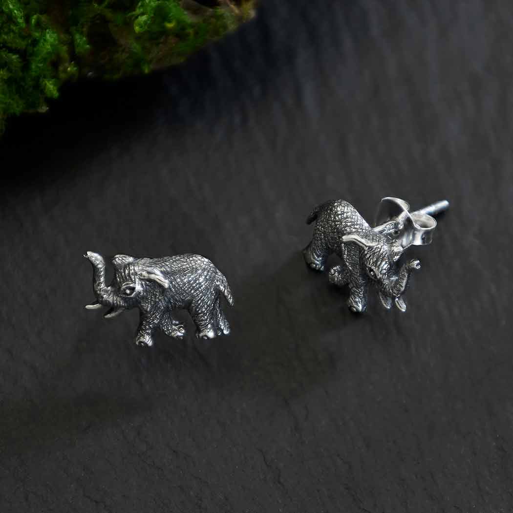 Nina Designs - Sterling Silver Elephant Post Earrings 9x12mm