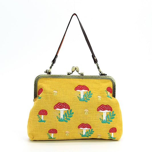 Mushrooms Kisslock Frame Bag in Cotton