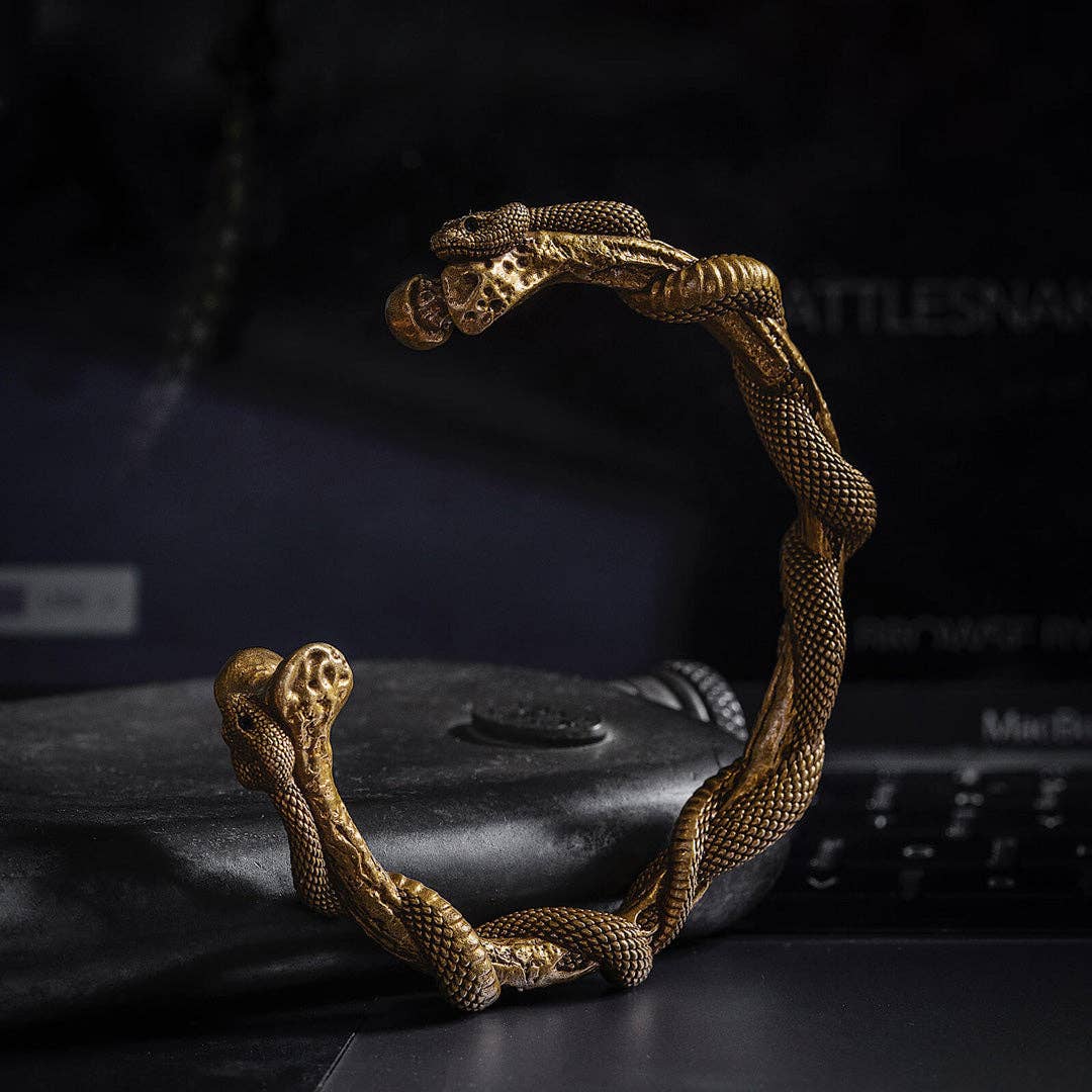 Snake Cuff Bracelet: Brass &  Silver / 7"