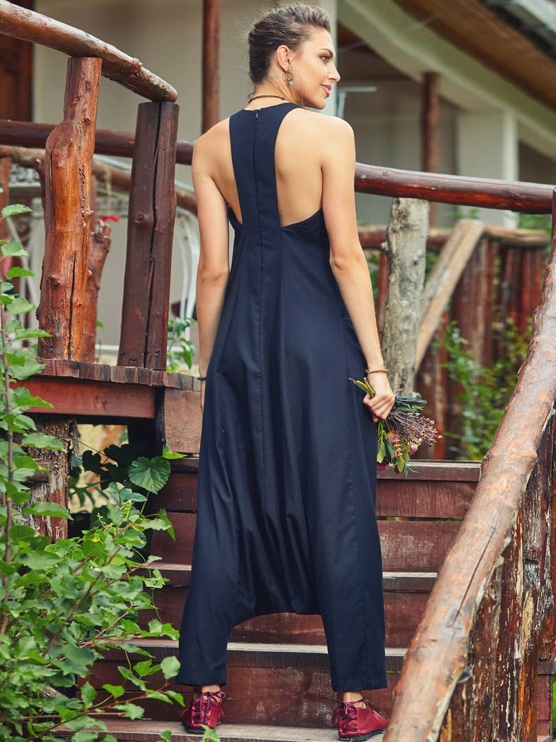 Halter Neckline Boho Style Jumpsuit