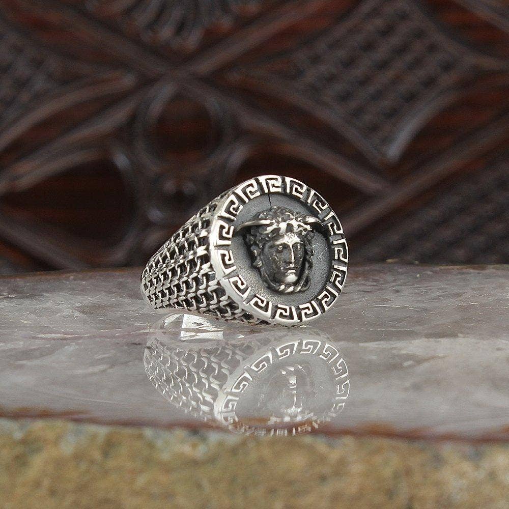 Mens Medusa Ring Solid 925 Sterling Silver: 10 US