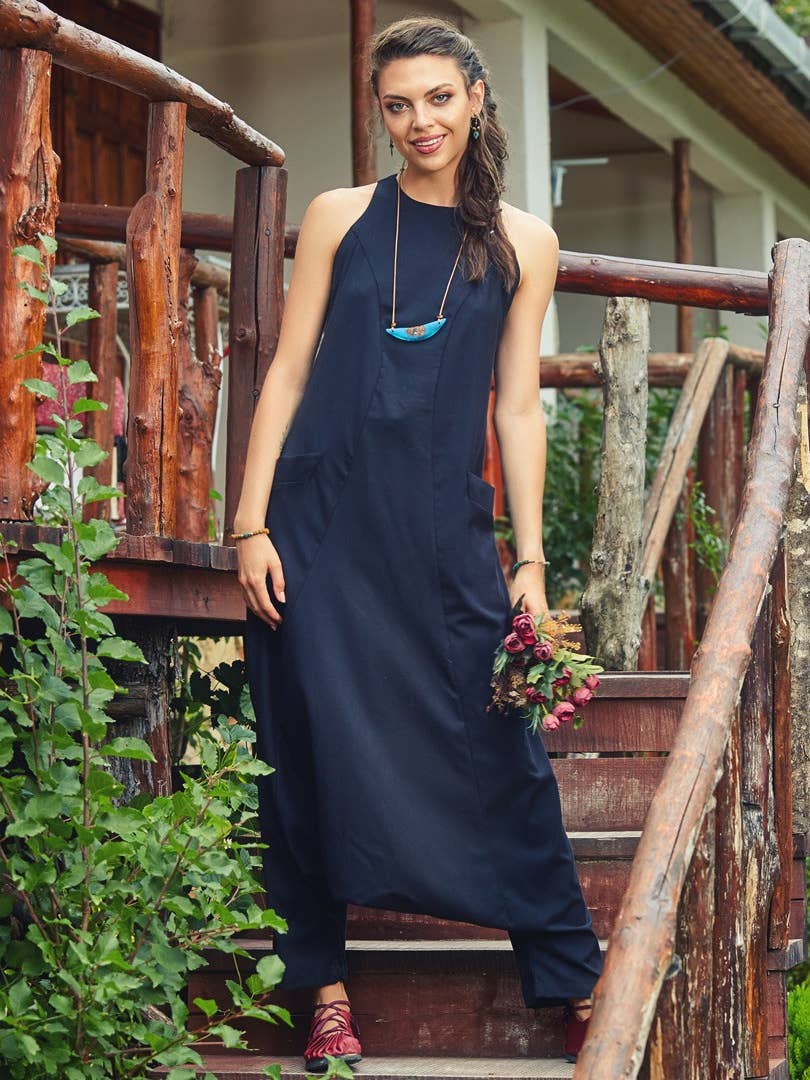 Halter Neckline Boho Style Jumpsuit