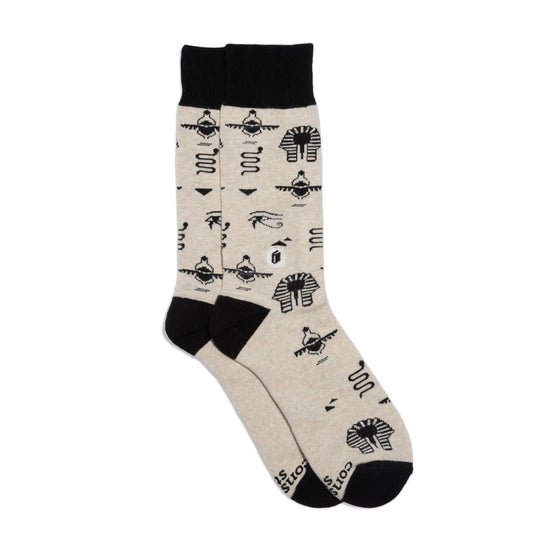 Conscious Step - Socks that Give Books  (Ivory Hieroglyphics): Medium