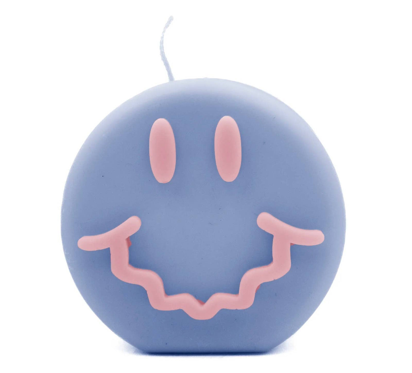 SMILEY FACE CANDLE | PILLAR: Blue and pink