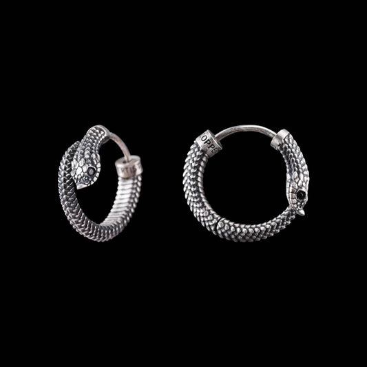 Hognose Snake Earrings: Oxidized Silver