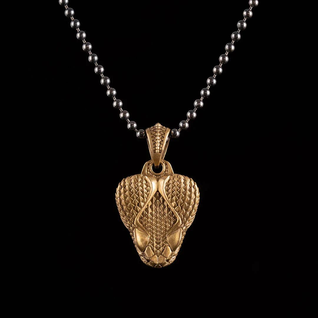 Rattlesnake Clip Necklace: Brass