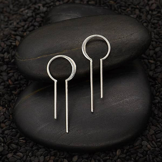 Sterling Silver Bulb Earring with Vertical Bars 30x11mm