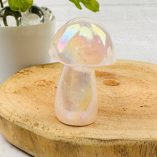 Rock Paradise - Gemstone Angel Aura Crystal Mushrooms - You Choose Stone: Angel Aura Rose Quartz