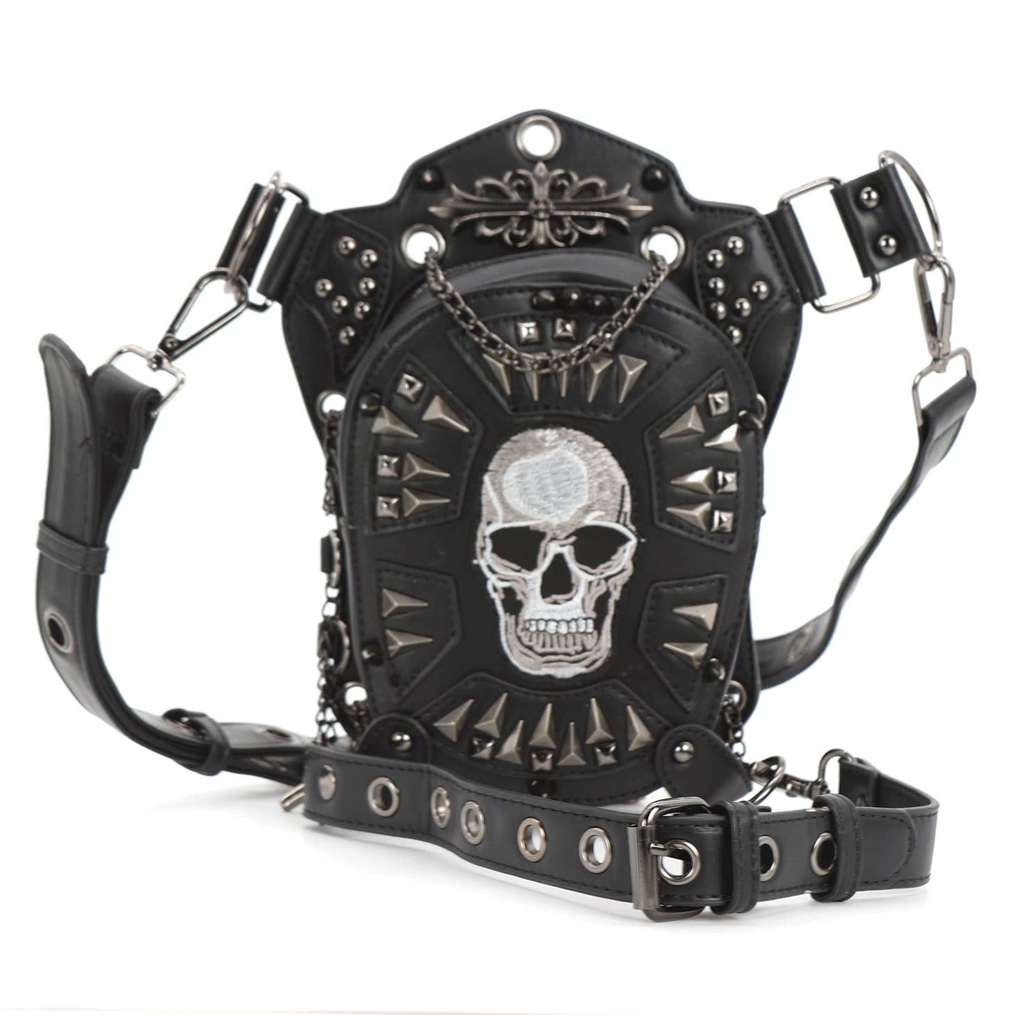 Convertible Skull Design Shoulder Bag/Waist pack in Vinyl