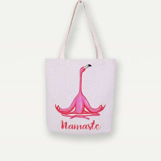 Meditating Flamingo Tote Bag, Handbag