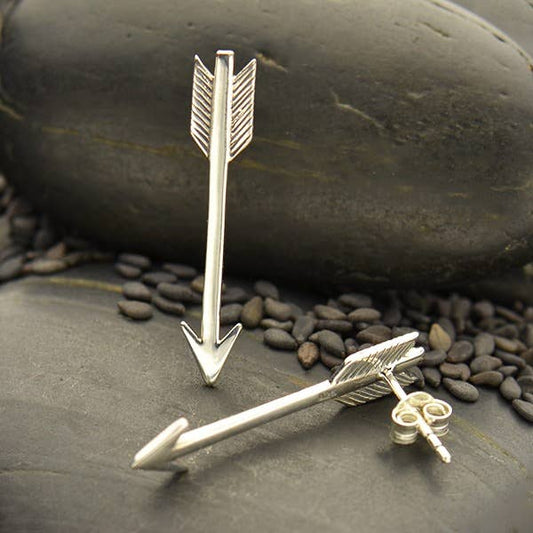 Sterling Silver Post Earrings - Large Arrow Earrings 29x5mm