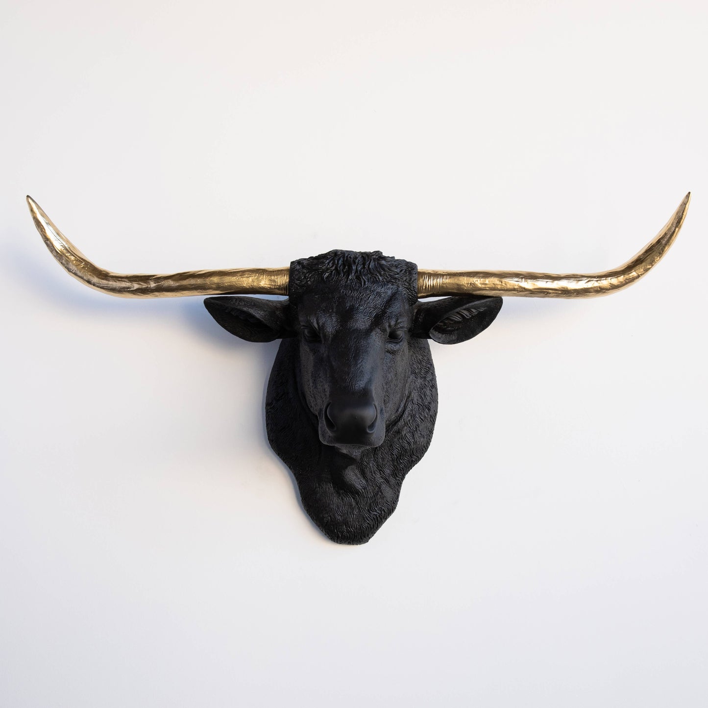 Near and Deer - Faux Texas Longhorn Head Wall Mount: Black/Gold