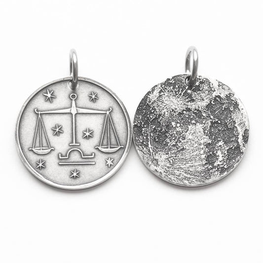 Zodiac Libra Moon Silver Charm