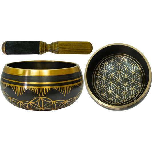 Kheops International - Colored Singing Bowl Large - Flower of Life - Black (Each)