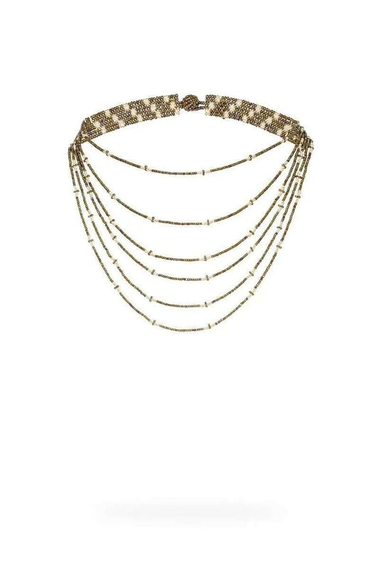 LAYERED CHOKER - MILITARY GREEN/SILVER