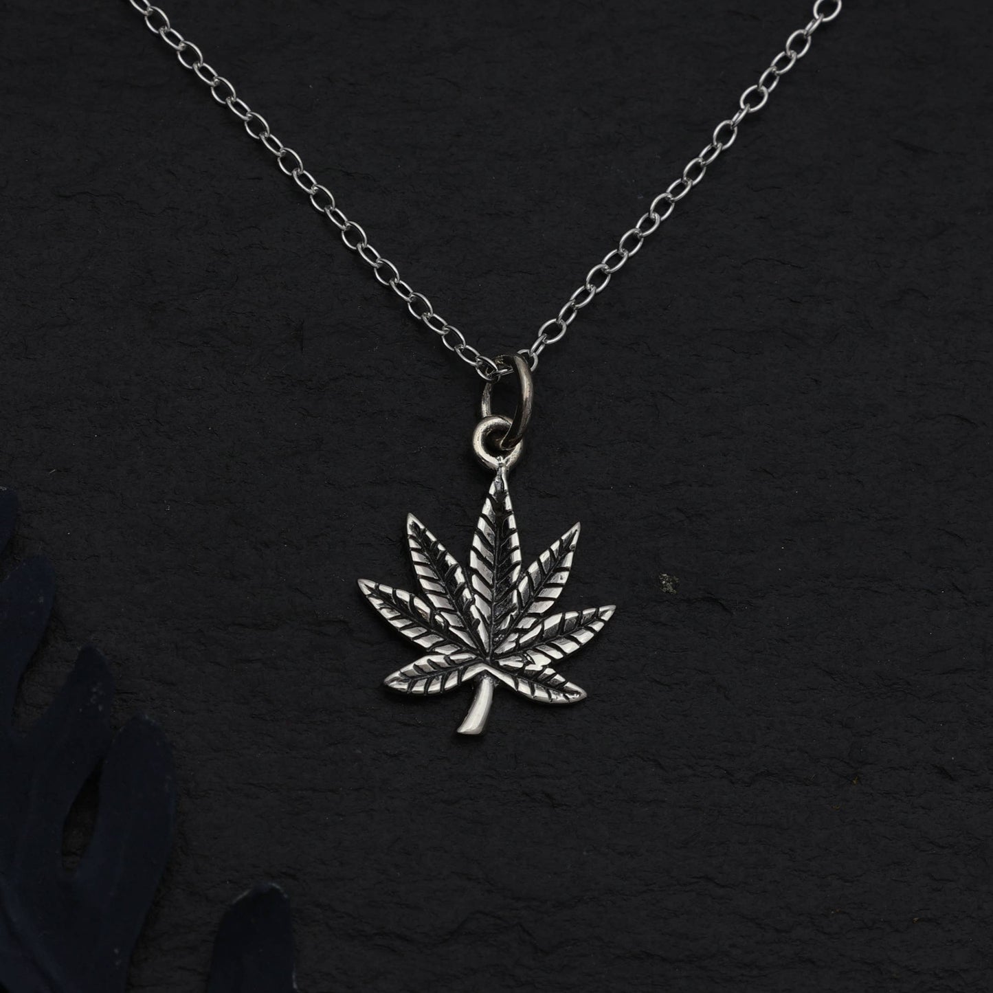 Sterling Silver 18 Inch Pot Leaf Charm Necklace