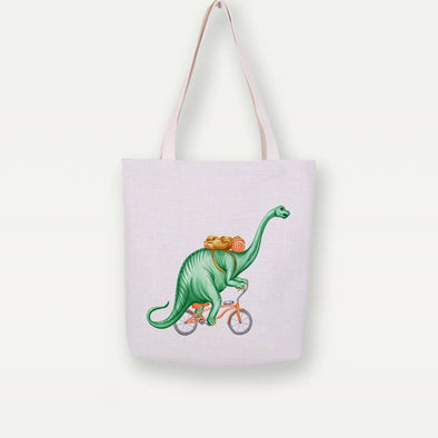 Brontosaurus On Bike Tote Bag, Handbag