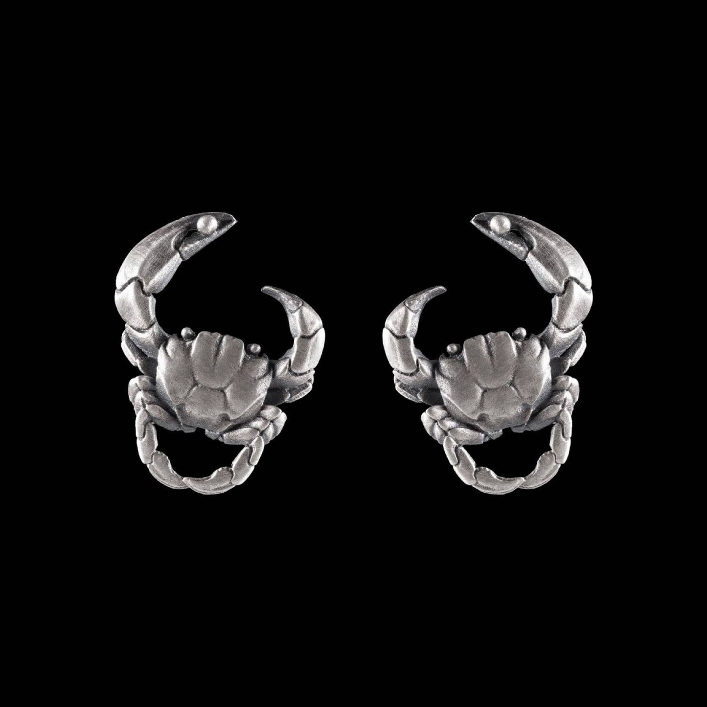 Coppertist.wu - Crab Earrings: Oxidized Silver