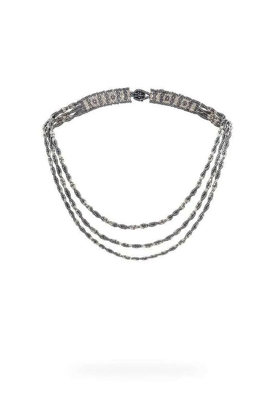 TRIPLE DORSAL NECKLACE - METALLIC GRAY/PLATINUM