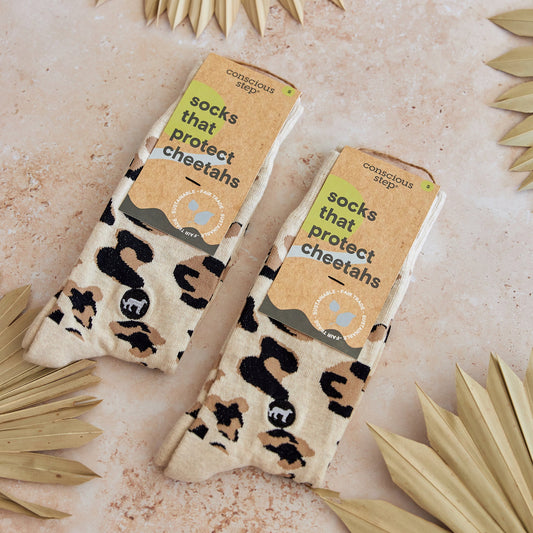 Socks That Protect Wildlife (Beige Leopard Print)