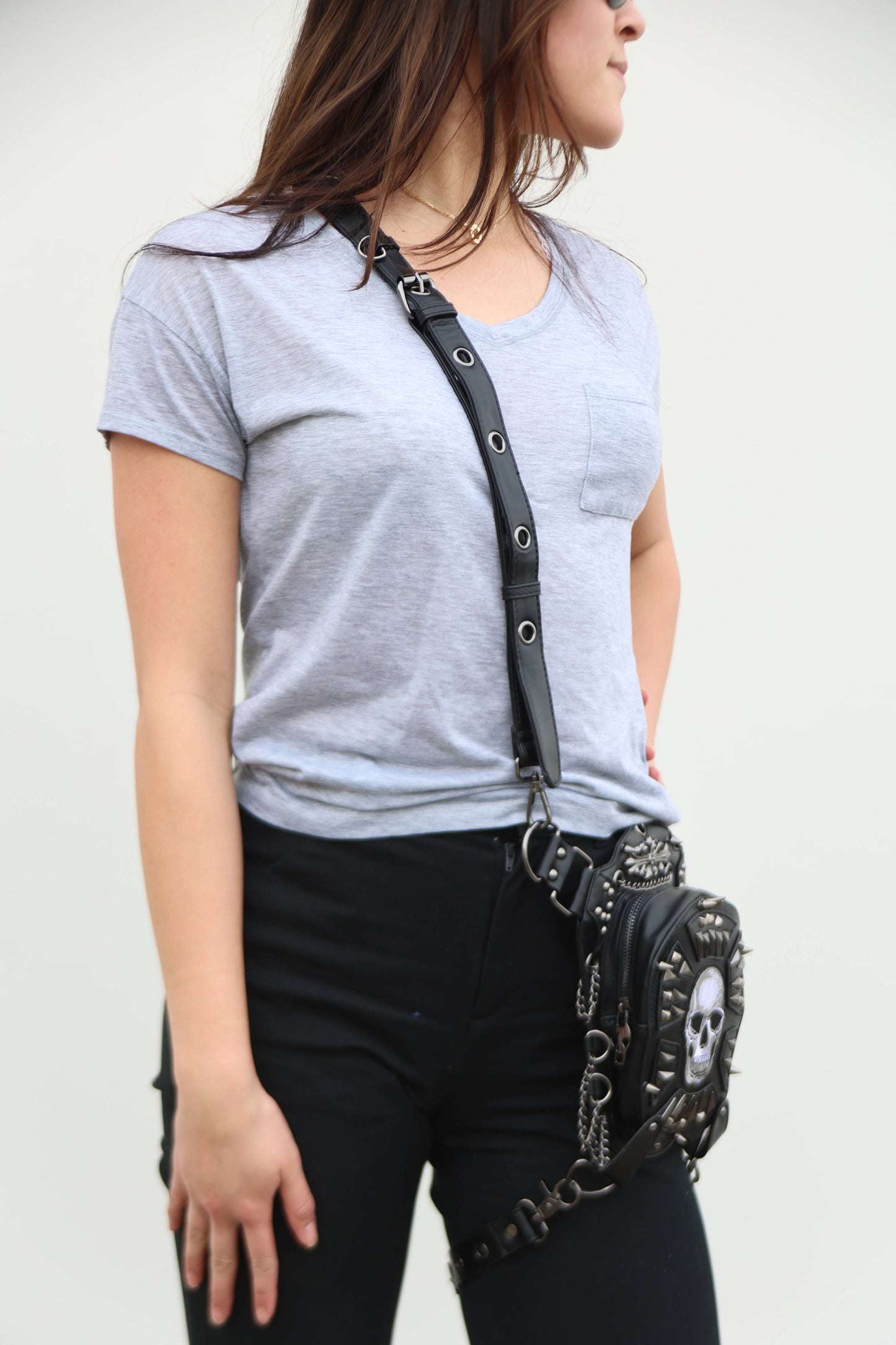 Convertible Skull Design Shoulder Bag/Waist pack in Vinyl