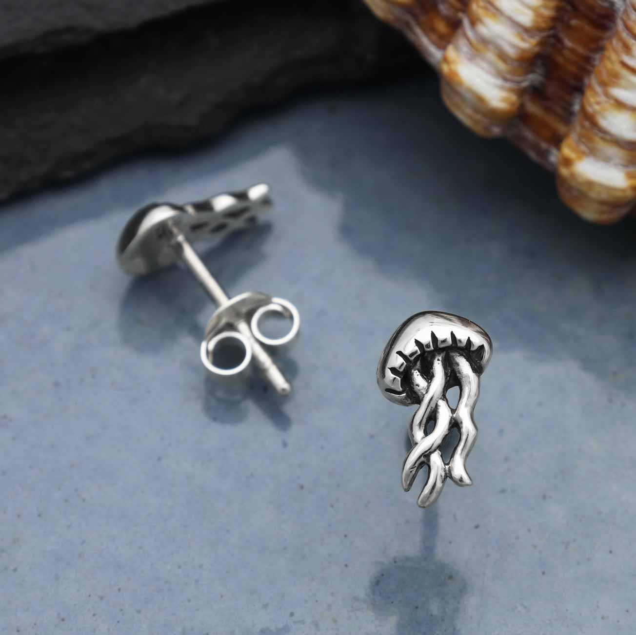 Sterling Silver Jellyfish Post Earrings 11x6mm