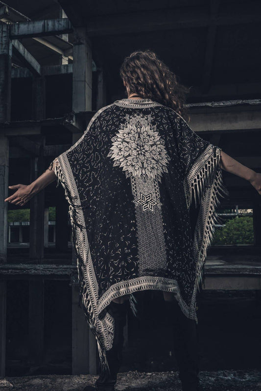 Cosmic Mandala Fringe Poncho