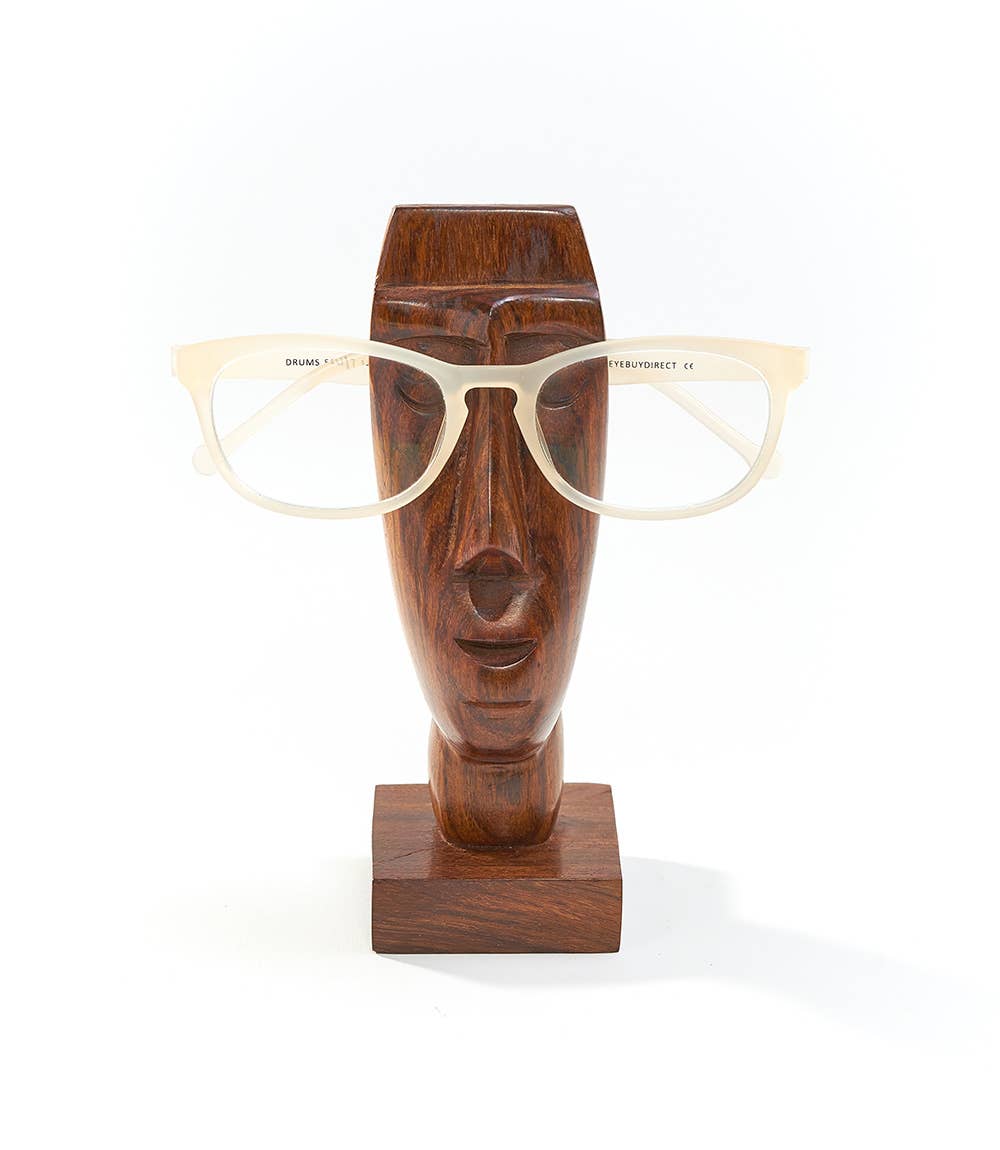 Hand Carved Rapa Nui Face Eyeglass Holder Stand