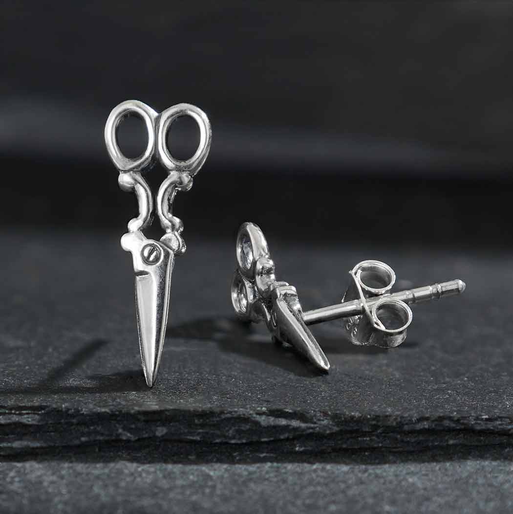 Sterling Silver Scissor Post Earrings 17x7mm